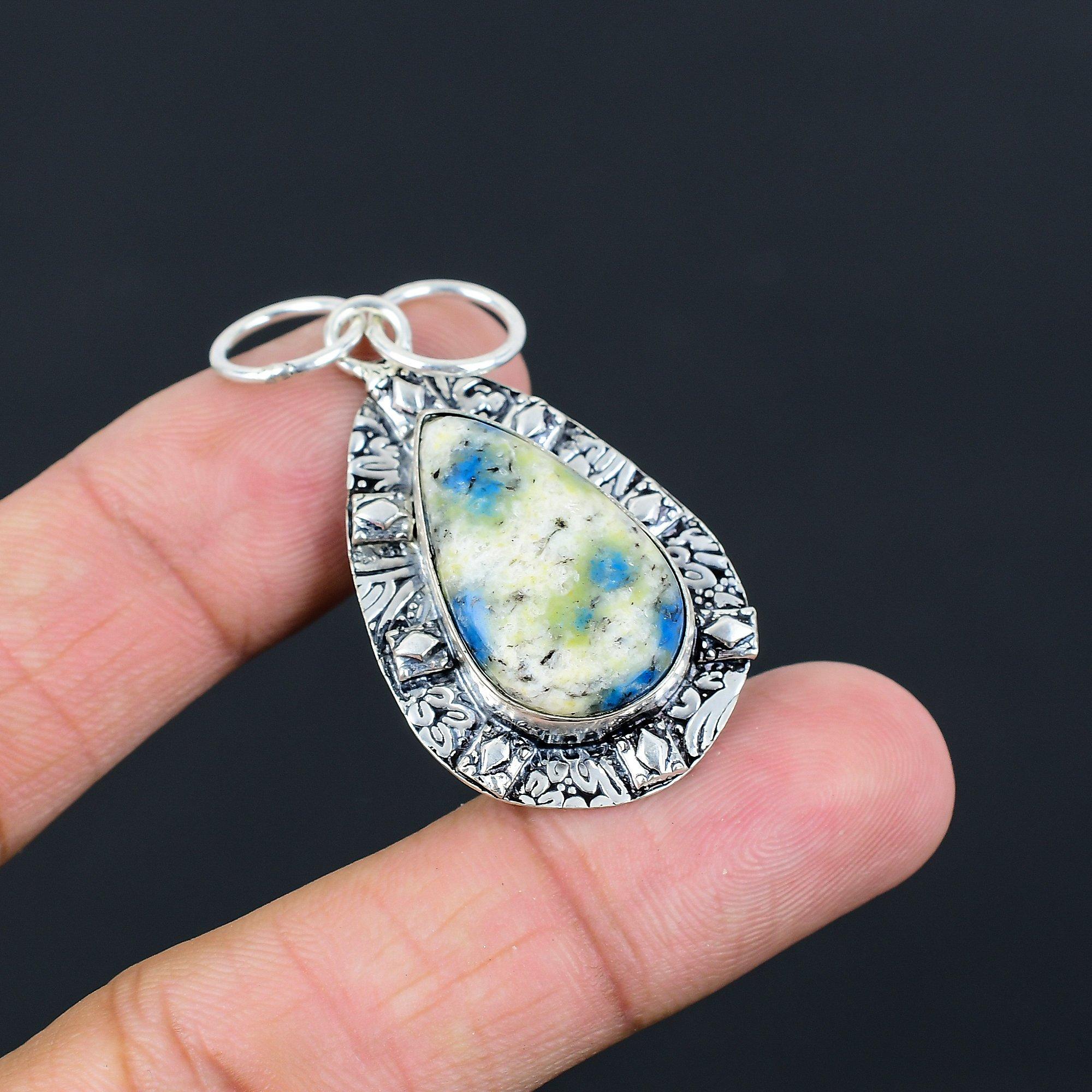 Mothers day Deal Natural K2 Jasper 925 Sterling Silver Ethnic Birthday Pendant