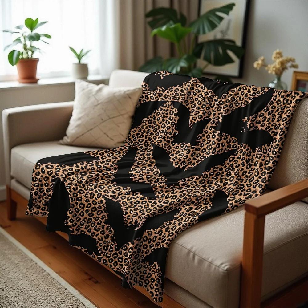 Leopard Fledermaus Silhouette Weiche Flanelldecke Atmungsaktige Warme Überwurfdecke für Büro Auto Sofa Kinderzimmer Geburtstag Weihnachtsgeschenk