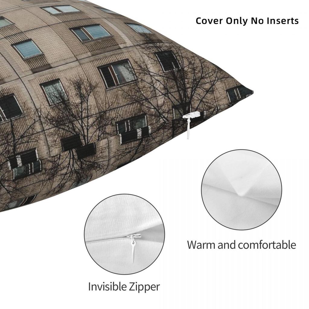 Plattenbau Building Facade Architecture Square Pillowcase Polyester Linen Velvet Creative Throw Pillow Case Home Cushion Cover