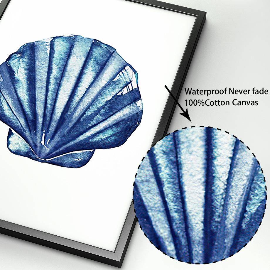 Ocean Animal Navy Blue Hamptons Sea Life Turtle Nursery Wall Art Canvas Painting Nordic Poster Wall Picture Baby Kids Room Decor