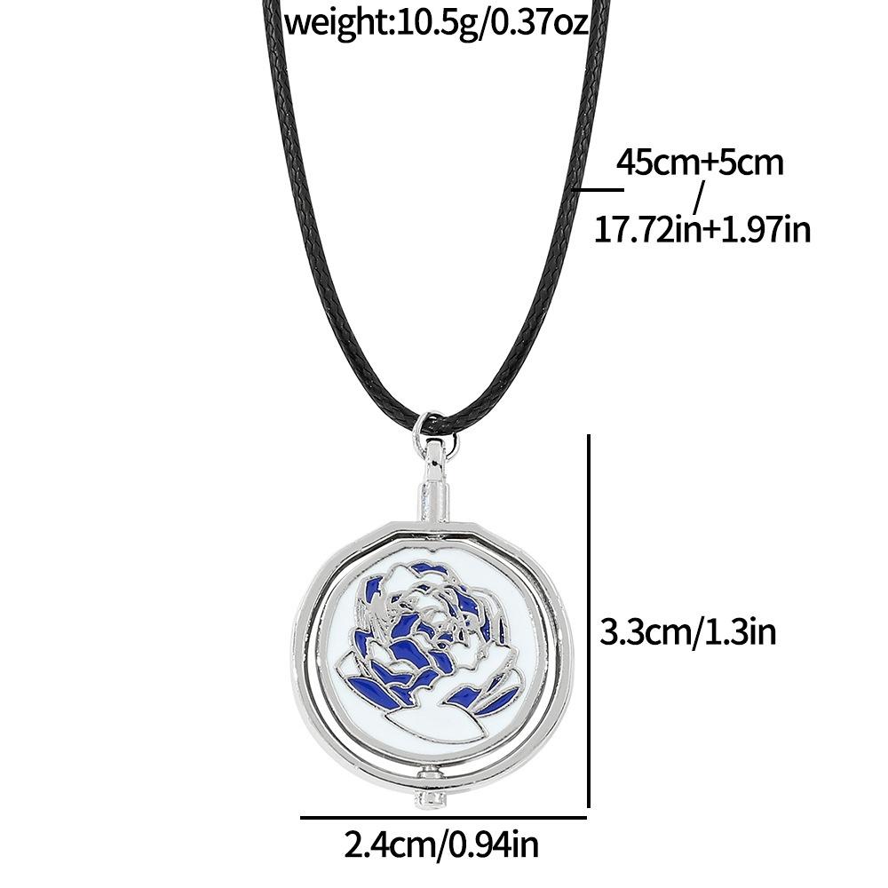 

Cosplay Backpack Pendants Metal Halloween Party Jewerly Fans Collection Accessories Gift Anime Game Blue Rose Rotatable Necklace 45cm срібний