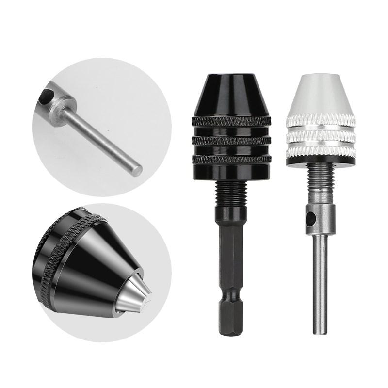 CMCP Keyless Drill Chuck 0.3-3.4/6.5/8mm Self-Tighten Electric Drill Bits Collet Fixture 1/4" Hex Shank Quick Change Converter Tire Chucks 1