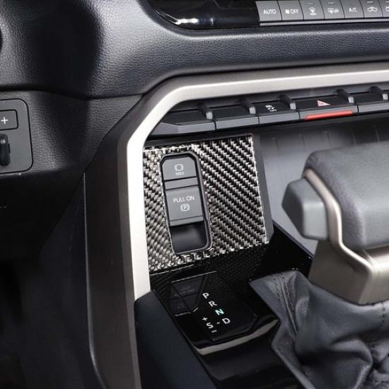 Carbon Fiber Handbrake Switch Panel Cover Trim Frame For Toyota Tundra -2024