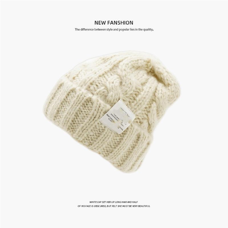 Winter women's plush ear protection warm wool hat retro dual-purpose bag hat street style knitted hat