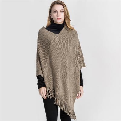 Ladies Womens Knitted Baggy Tassel Hem Cape Cardigan Warm Jacket Poncho Wrap