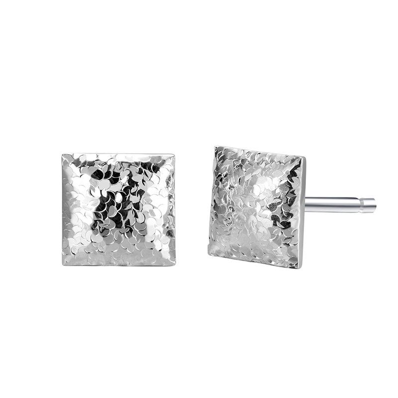 

Korean Style S925 Sterling Silver Geometric Crushed Ice Square Earrings S925 Silver