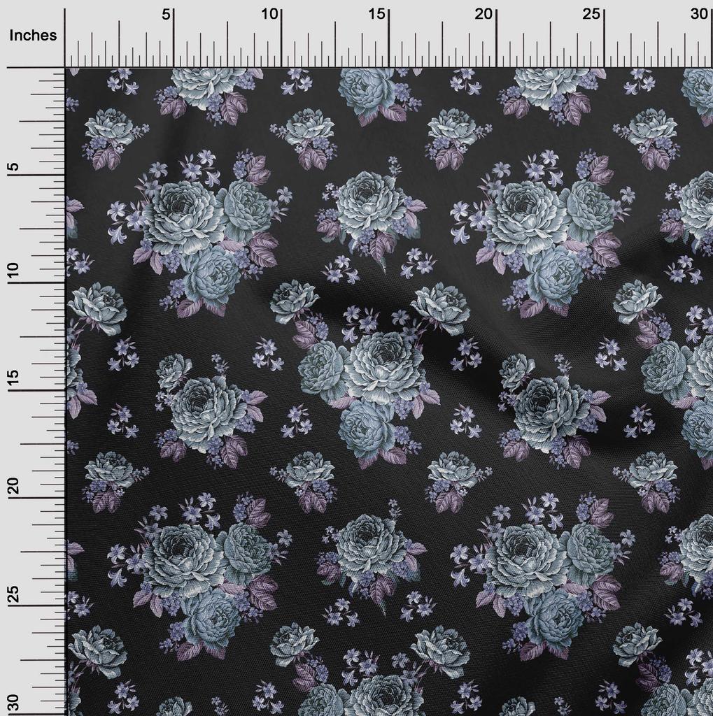 oneOone Georgette Viskóza Černá látka Květiny Šití Řemesla Projekty Potisky látek By Yard 42 Inch