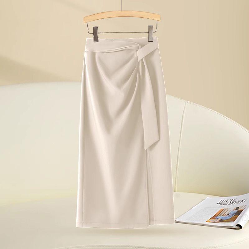 High Waist Slimming Asymmetrical Skirt With Slit For Office And Casual Wear