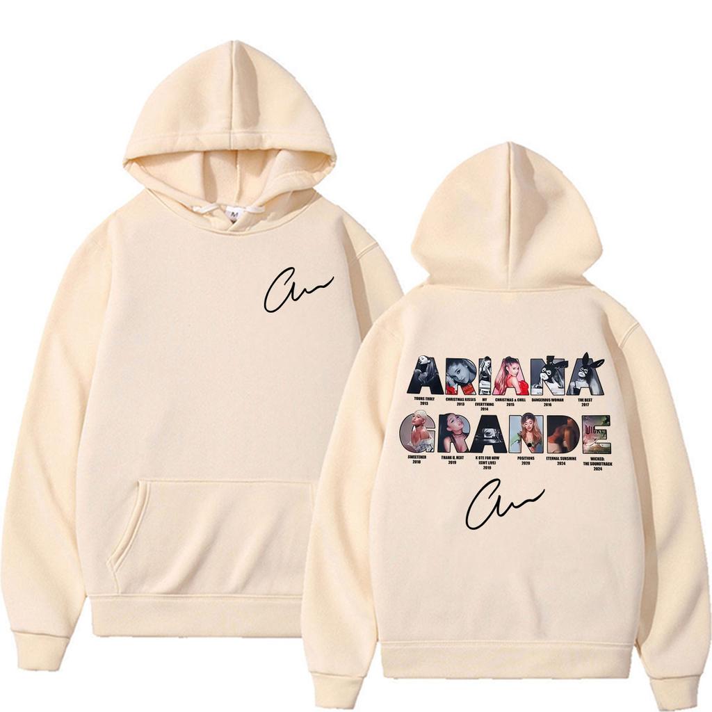 Unisex Woman'sSinger Ariana Grande Music Album Graphic Hoodies Men Women Clothes Fashion Aesthetic Sweatshirts High Quality Cozy Fleece Hooded