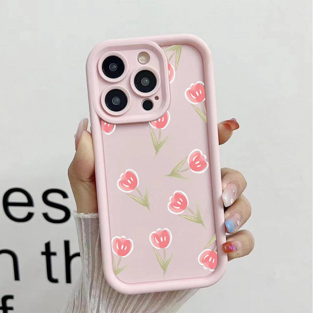 Exclusive for iPhone14 mobile phone case 16promax pink tulip Apple 17 butterfly 13 silicone soft case