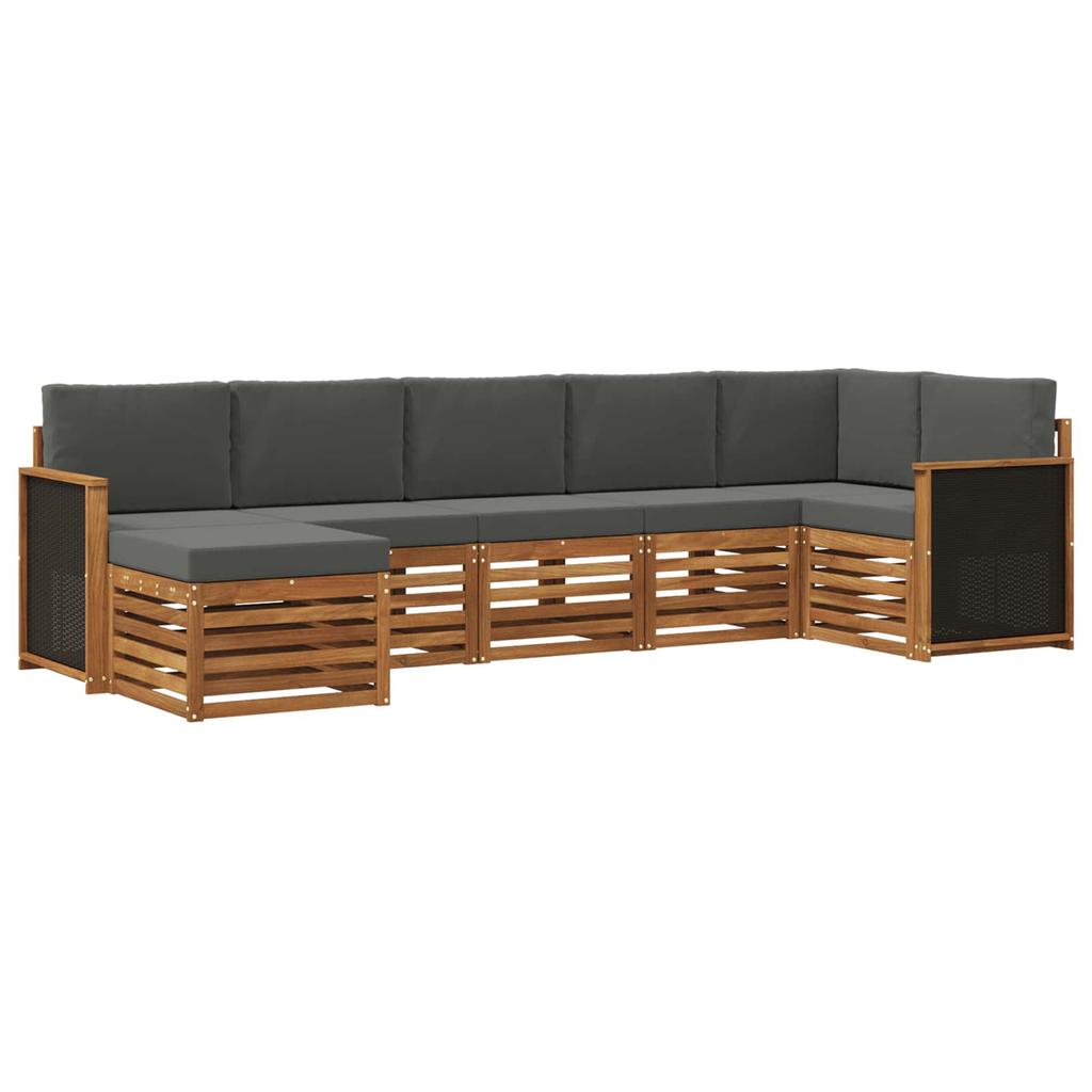 Corner Sofa Set with Cushions 6 pcs Natural and Anthracite