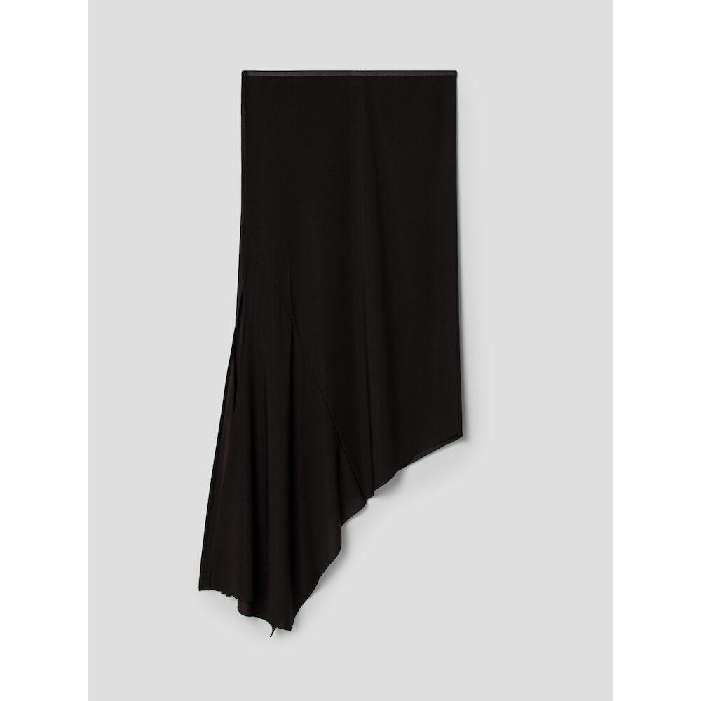 Anggae Light Jersey Unbalanced Long Skirt Brown