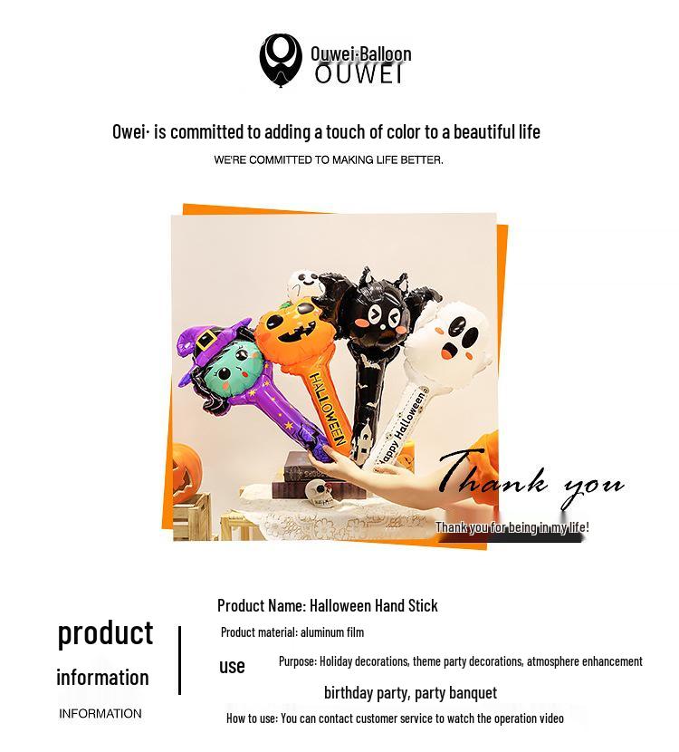 Halloween Pumpkin Lantern Balloons with Handheld Sticks for Party and Kindergarten Decorations