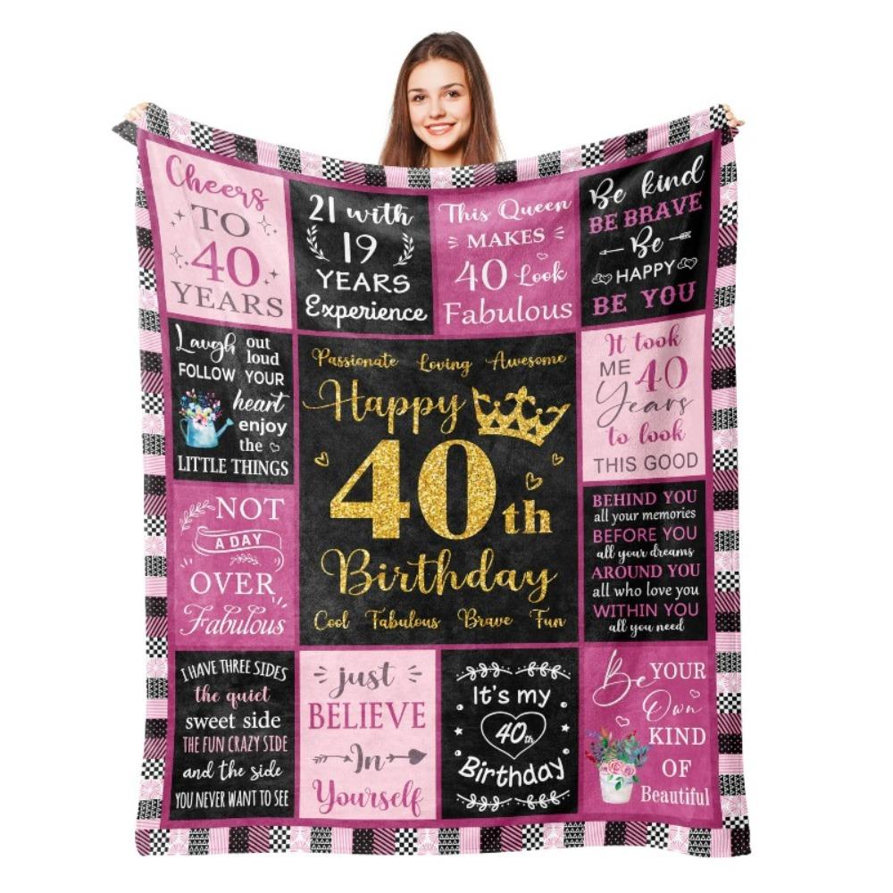 80. Geburtstag Geschenkdecke Druck Weiche und Bequeme Flanelldecke für Sofa Bett Wohnzimmer