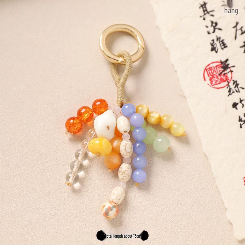 Handmade Beaded Keychain: Summer Chinese Style Woven Bodhi Pendant for Bags