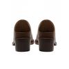 Fashion Kaky's New Pointed Cow Tied Leather Thick Heel Medium Heel Large Women's Slippers, Wrapped Half Slippers, Muller Shoes