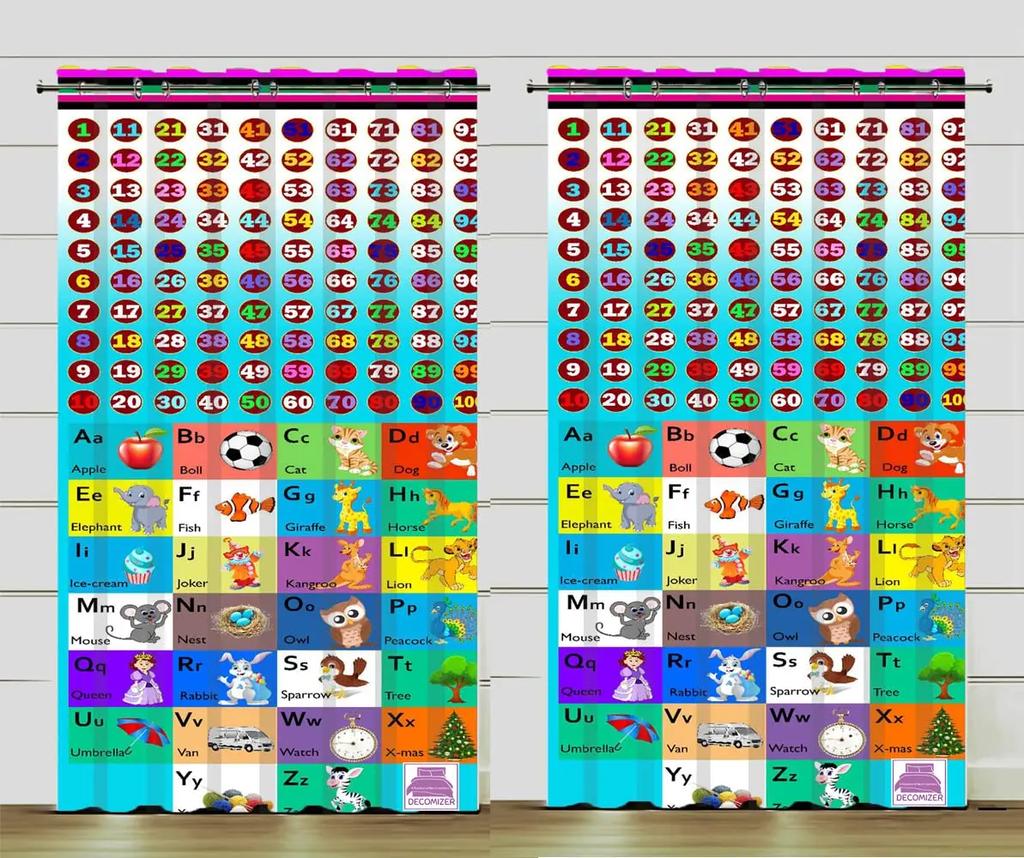 Colored Pencil Cartoon Curtains, Thin Window Curtain for Living Room, Bedroom Decor, Free Shipping, 2 Pieces