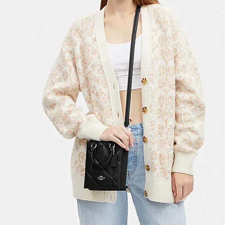 COACH N / S Sheepskin , Cow Leather Trunk Bag , Tote Bag , Shopping Bag , Handbag Mini Women's Black (Unisex) Handbags CJ580 SVDTV