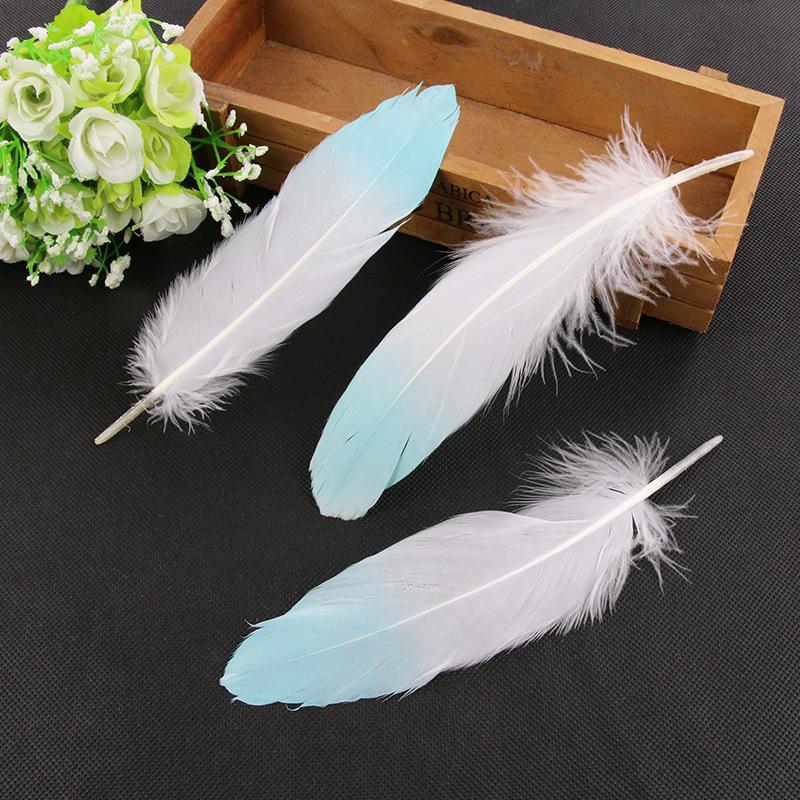 50Pcsdy Handmade Feather Two-Color Gradual Change Feather Jewelry Accessories Clothing Accessories Feather