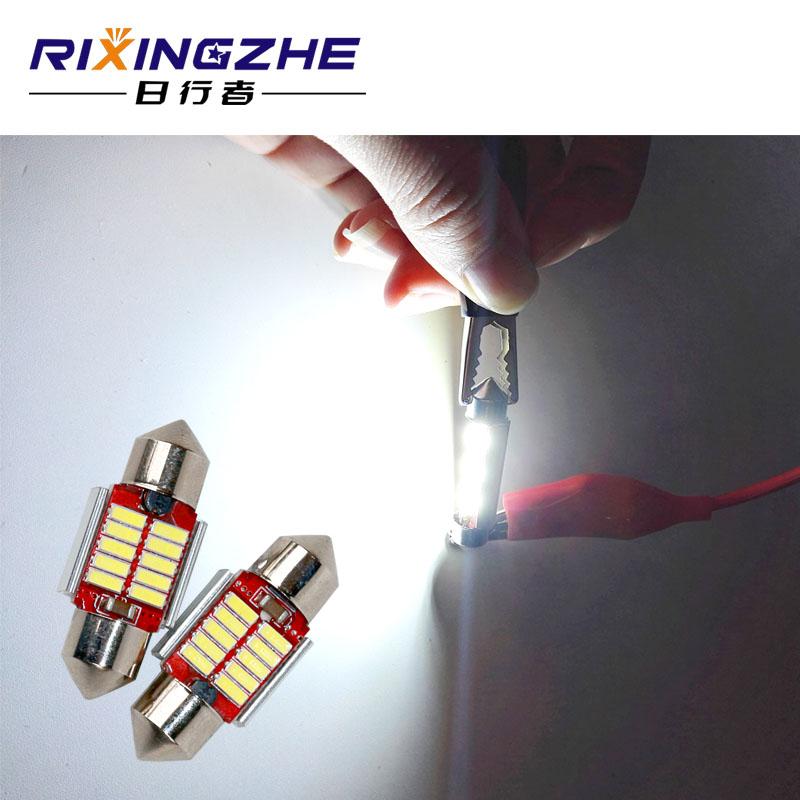 10pcs C5W LED Car Interior Reading Light 31mm 36mm 39mm 41mm Canbus License Plate Lamp 12SMD 4014 Chip Dome Light White 31MM