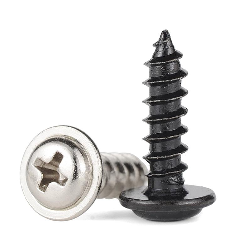 Nickel Plated Black Carbon Steel Cross Round Head Self Tapping Screw With Pad M1.2 M1.4 M1.7 M2 M2.3 M2.6 M3 M4 Wood Screws
