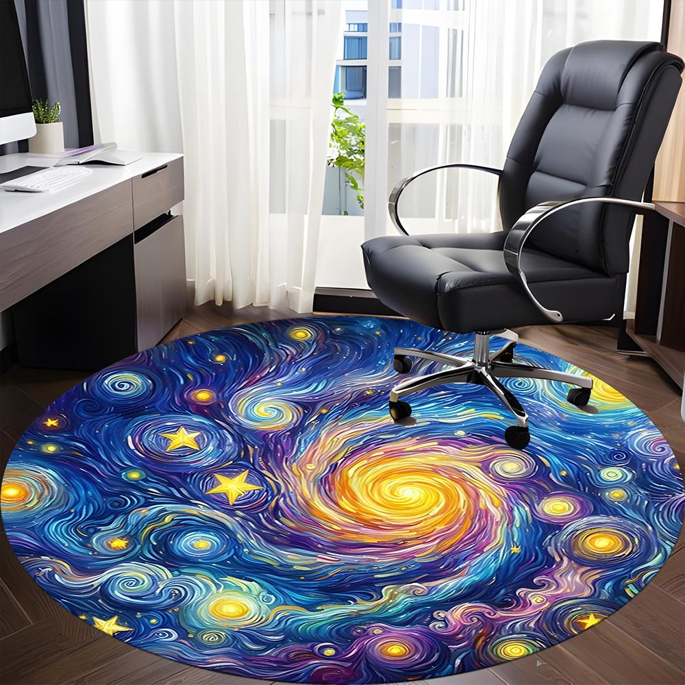 1pc Galaxy Swirl Chair Carpet for Office Non-Slip, Rug for Office, Room, Good Gift for Family or Friends, Yy251226151