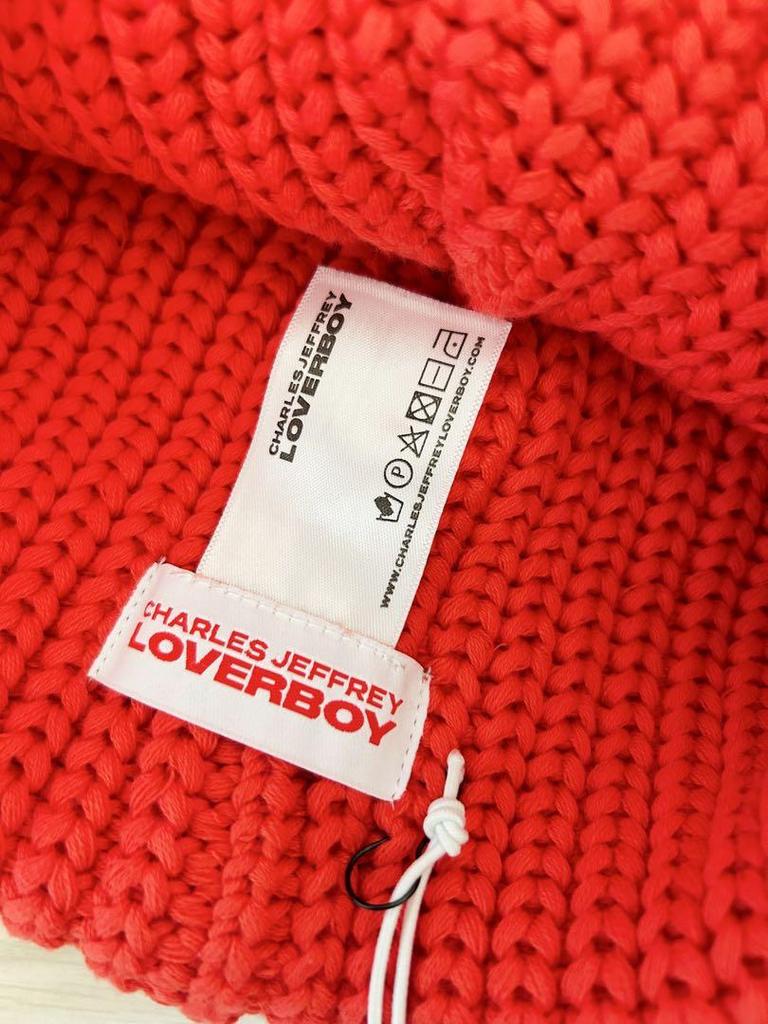 [USED] Charles Jeffrey LOVERBOY Knit Hat, Red, Unisex