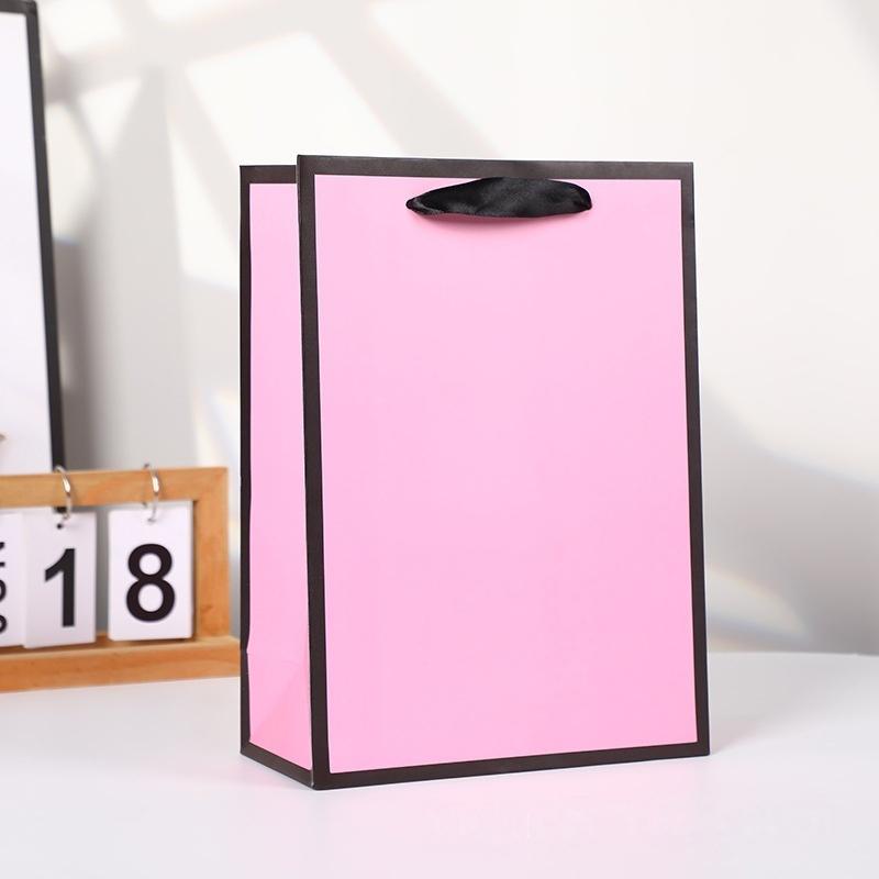 12/30pcs luxury paper gift bags minimalist color block tote bags with satin ribbon handles for clothing and presents party