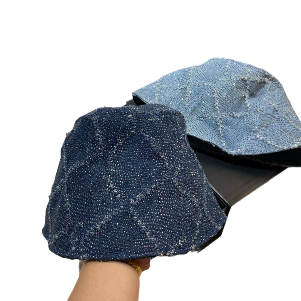 French Paris Designer Gypsy Denim Bucket Hat Japanese Broken Face Small Sunshade Bucket Hat