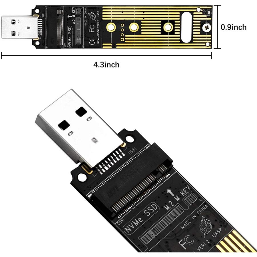 M.2 NVME SSD To USB3.1 Adapter Card PCI-e To USB-A 3.0 10Gbps For 2242/2260/2280