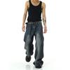 Men's American Retro Wide-Leg High Street Washed Jeans - Loose, Casual, Large-Size Trousers
