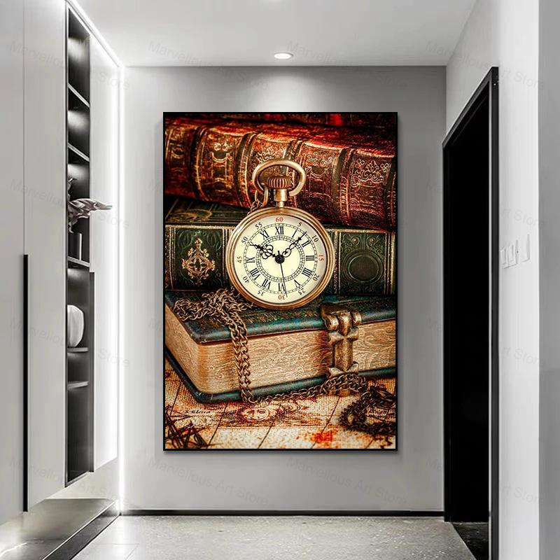 Klasyczne plakaty i wydruki zegarów retro Obrazy na płótnie Obrazy ścienne do salonu Dekoracja domu Cuadros