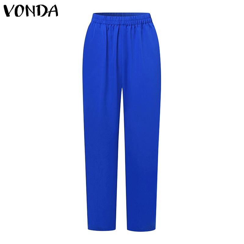 VONDA Zweiteiliges Set für Damen, großes Rundhalsausschnitt, lange Ärmel, bedrucktes Oberteil, einfarbig, lockere Hosen