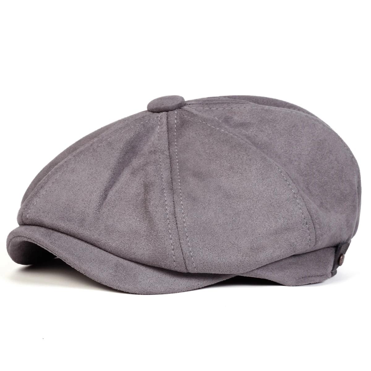 

Unisex Suede Solid Color Newsboy Caps British Painters Hats Autumn Winter Berets Flat Peaked Cap Hip Hop Berets сірий