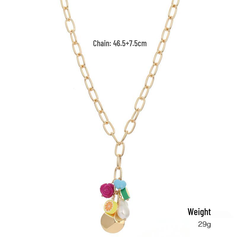 

Kenjie Позолоченное Полимерная глина Фрукты Бисером Женское Многорядное Летнее Ожерелье