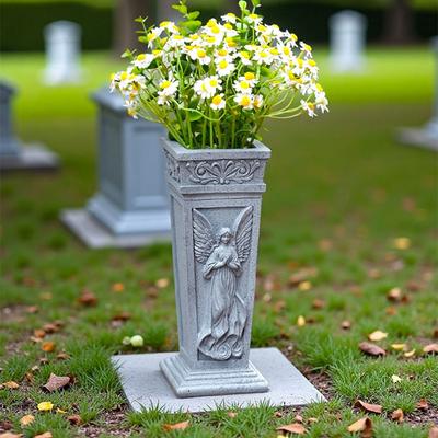 Suporte de Flores para Memorial Vaso de Cemitério de Resina Design Elegante de Anjo