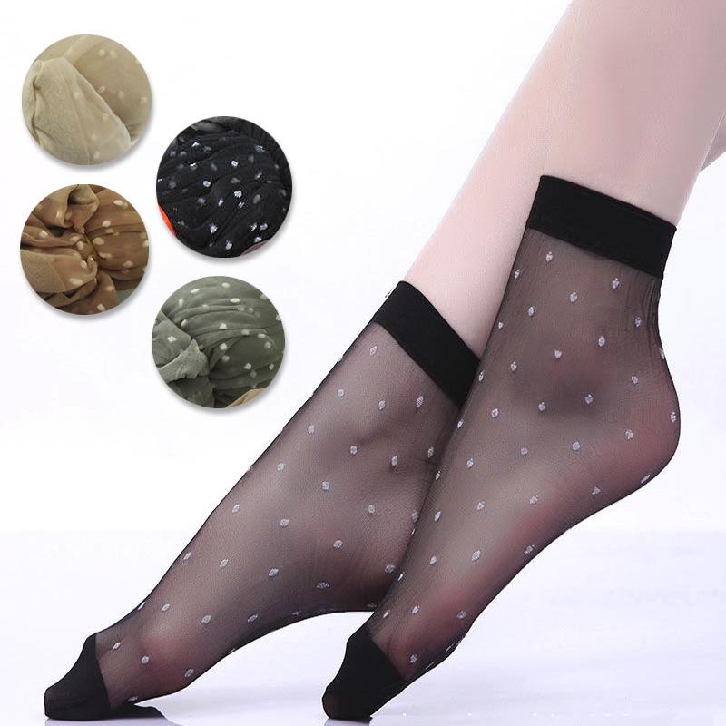 Breathable Summer Polka Dot Short Stockings - Thin Jacquard Design