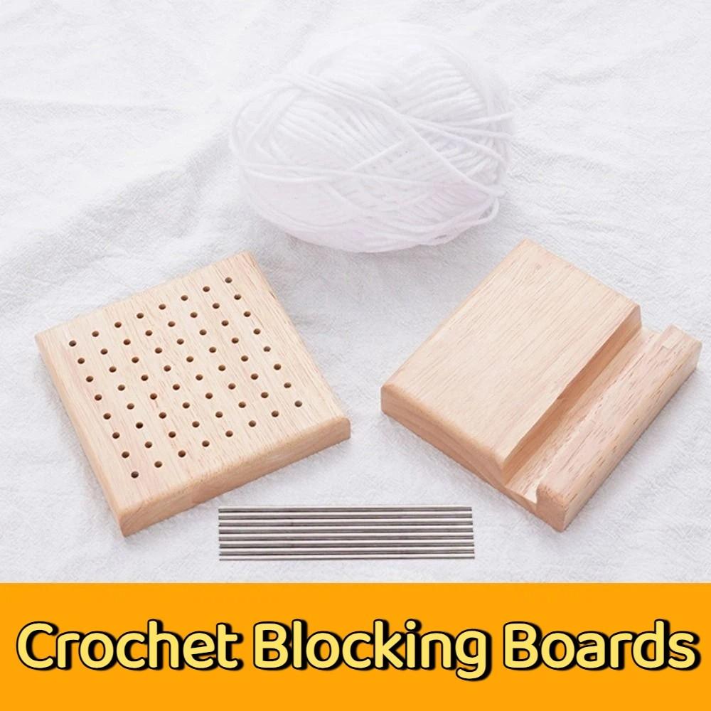 DIY Crochet Blocking Boards Square 10/15/20cm Knitting Blocking Mat Reusable Wooden Pottery Clay Base Plug Board Pillow Cover