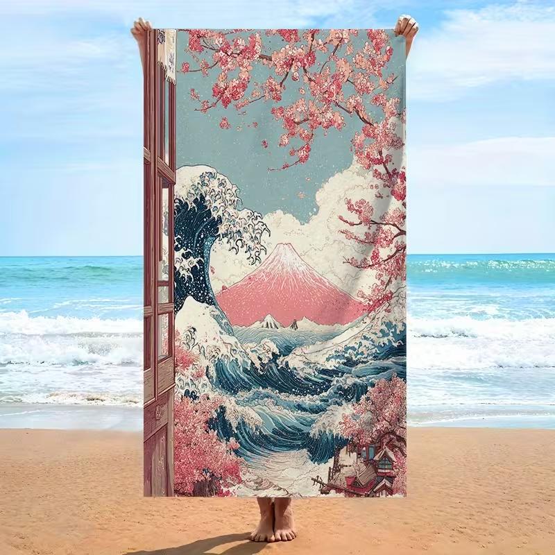 Artistic Japanese Geisha Beach Towel Large Quick-Drying Towel Stunning Red Kimono Geisha Design Absorbent Lightweight Towel