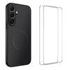 For Samsung Galaxy A17 5G Magnetic Case WANLONFENG TQ1 Series Carbon Fiber Texture PC TPU Phone Cover with 2Pcs Screen Films