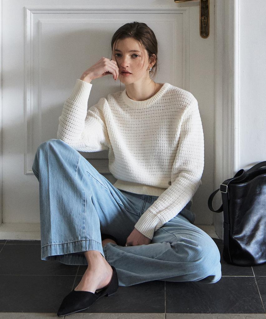 ARTID Volume Textured Round Knit_Ivory