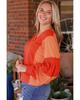 Azura Exchange Red Studded V Neckline Exposed Seam Textured Knit Top