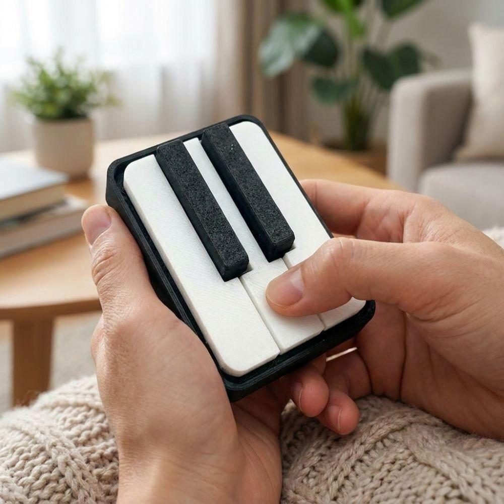 Novelty Piano Stress Clicker Keychain 5-key Press Piano Key Fidget Figurine Backpack