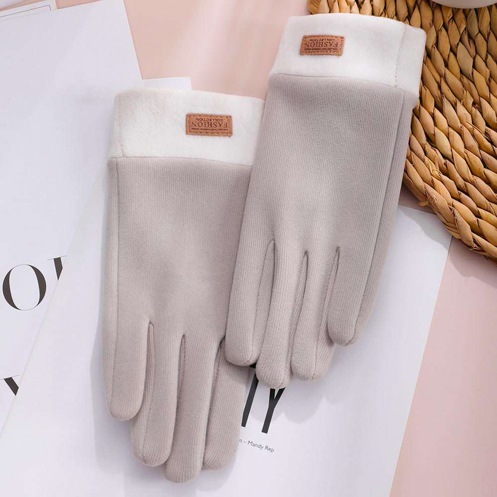 Warm Gloves for Women's German Velvet Plus Velvet Thickened Electric Vehicle Outdoor Cycling Sports Windproof Touch Screen Autumn and Winter Gloves