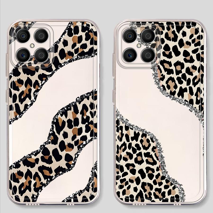 Case for Honor 90 Lite X9a X9b X7b X8 X8b X8a Soft Phone Cover Minimalist Leopard Print