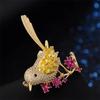 Fashion Rhinestone Lucky Magpie Bird Brooches For Women Clothing Coat Jewelry Accessories Gifts