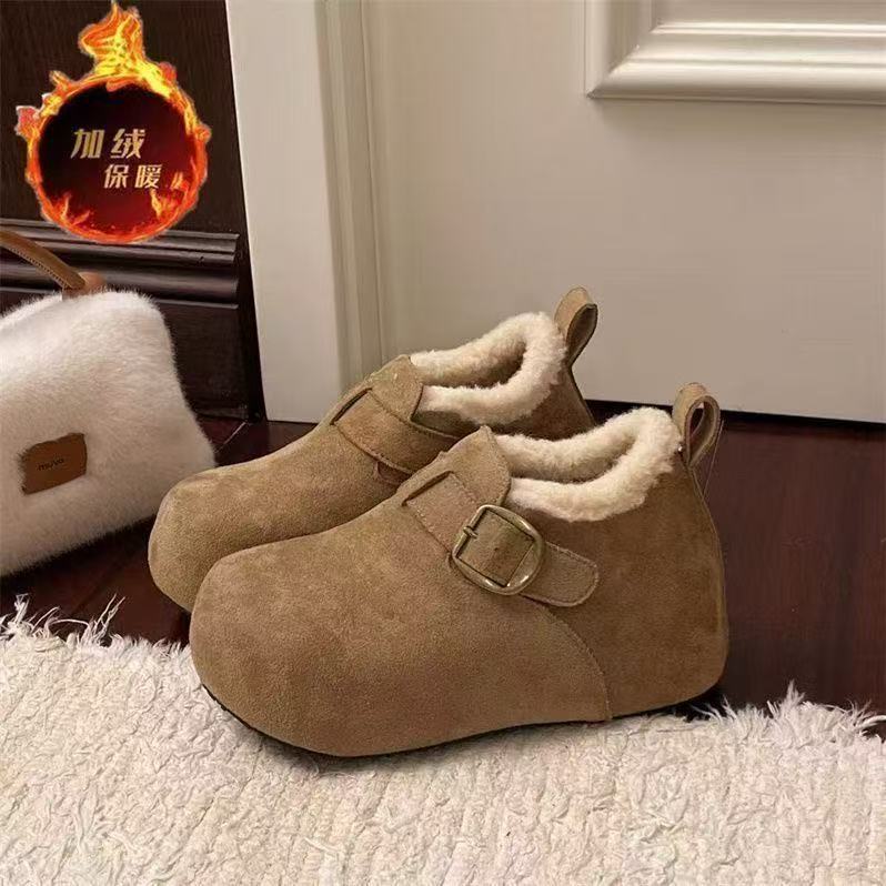 

thick-soled beanie shoes, short snow boots, velvet to keep warm and increase the inner height, new cotton shoes in autumn and winter 35 [foot length 22.5cm] хаки