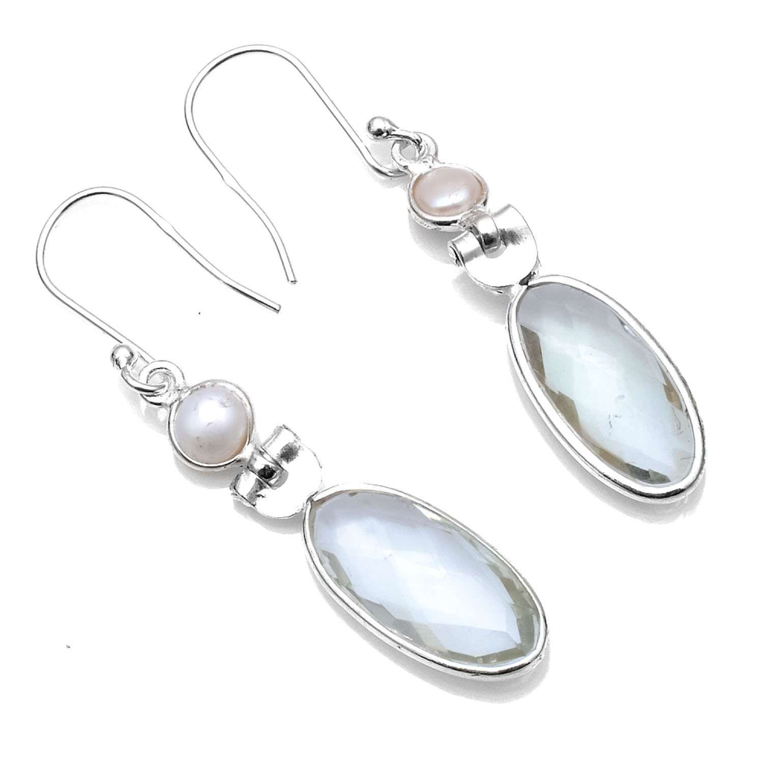 

White Topaz Gemstone Earrings Solid 925 Sterling Silver Handmade Earrings Jewelry Gift For Women And Girls E-1394