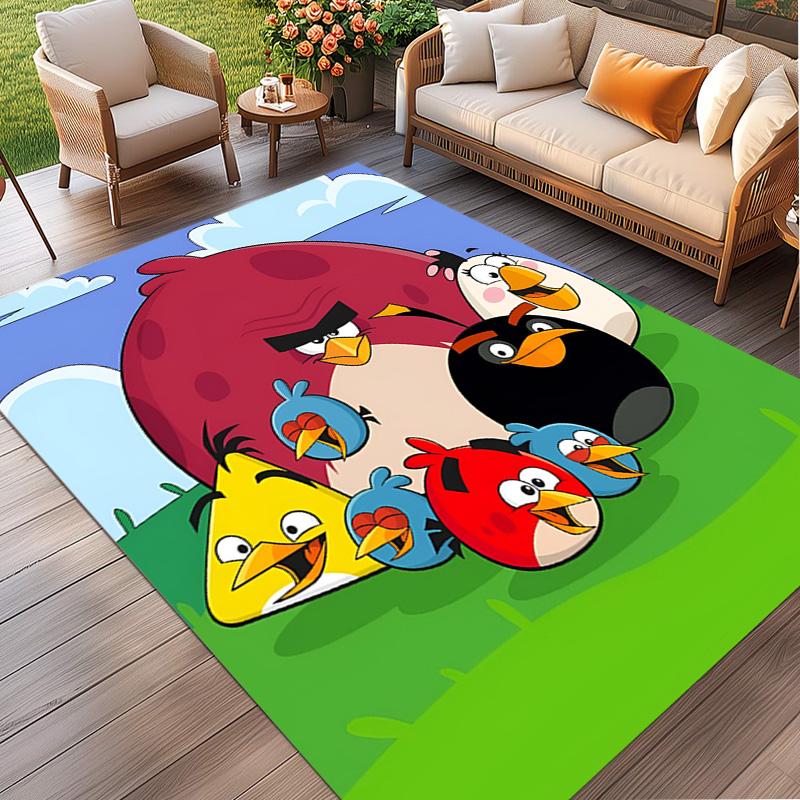 Angry Birds Print Rug, Washable Floor Carpet, For Entryway Dorm Laundry Room Office Study, Home Decor Birthday Christmas Gift
