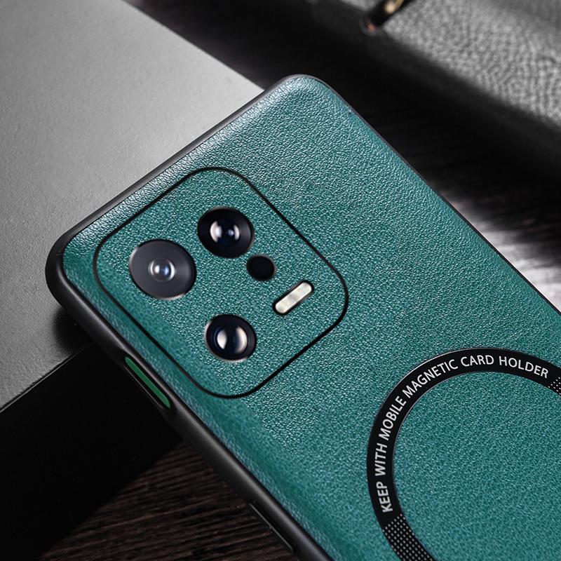 PU-Lederbeschichtete TPU+PC Rückseite für Xiaomi 13 Pro 5G Handyhülle Kompatibel mit MagSafe Ladegerät